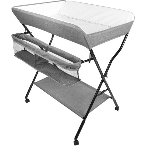 Hofuton Table à Langer Bébé Pliable avec Panier de Rangement Réglage  Hauteur 4 Niveaux Charge 11kg 12 Mois Gris