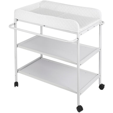 Hofuton Table à Langer, Plan à langer, Avec Roulettes, 84*72*90cm, Blanc