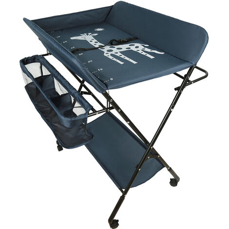 Hofuton Table à Langer Pliante avec Espace de Rangement, Organisateur de Chambre d'enfant, Commode de Soin pour Bébé, 7 Couleurs (Couleur: Bleu Marine)