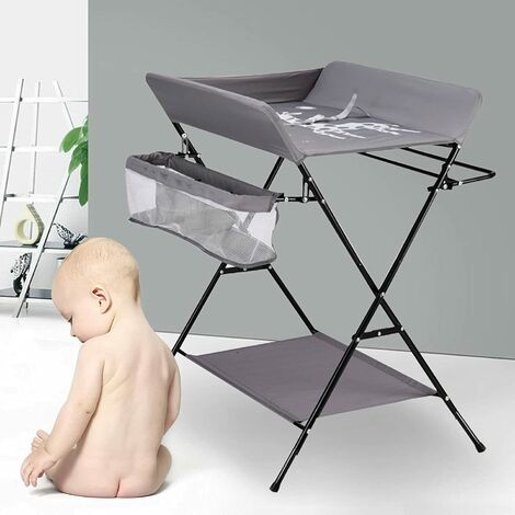 Hofuton Table à langer portable pliable gris