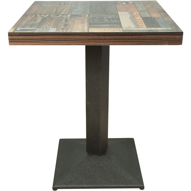 Hofuton Table bistrot de jardin avec plateau carré en bois et pied en acier 606075cm Style 3