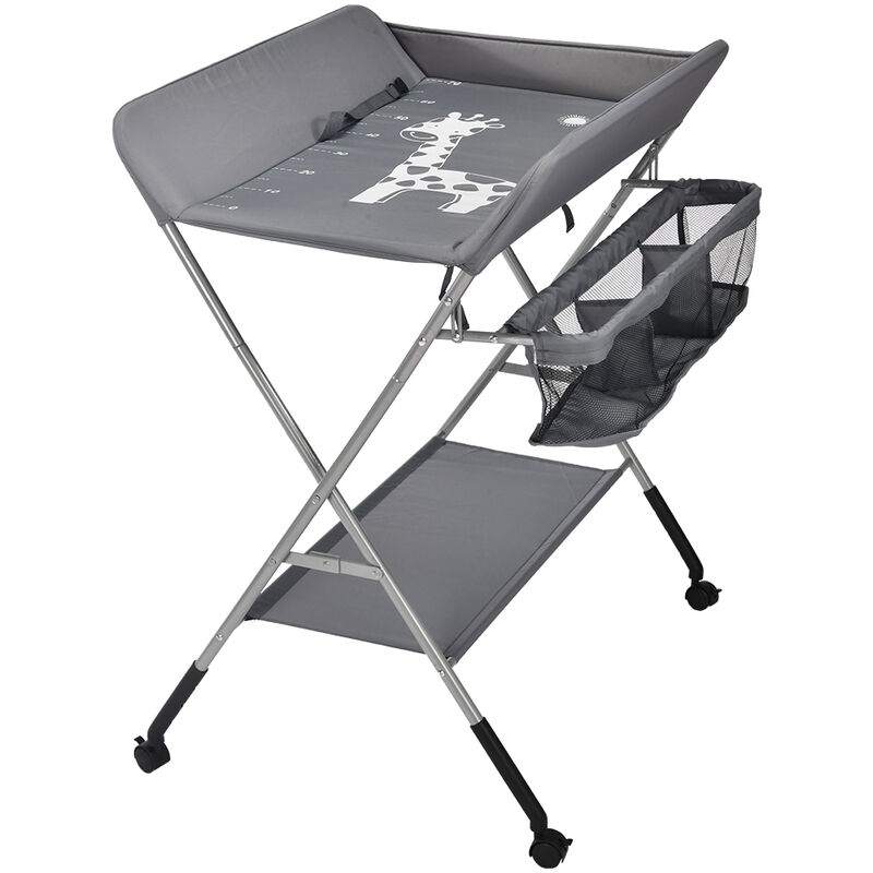 hofuton table à langer pliante avec panier de rangement à côté structure en fer charge max 11kg pour nouveaux-nés design ergonomique (gris)