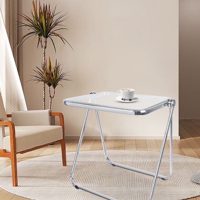 Hofuton Table Pliable en Acrylique, Table d'appoint, Petit Bureau d'ordinateur pour Petits Espaces, Transparent