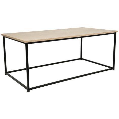 Hofuton Tables Basses de Salon Style Industriel, Structure en Métal, Chêne, 113*60*45cm