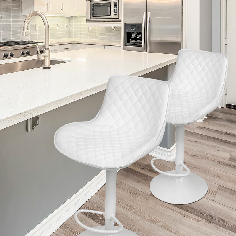 Wyctin - Hofuton Tabouret de Bar Lot de 2, Chaise de Bar Pivotants avec Dossier, Tabourets de Bar Réglable en Cuir pu, Chaise Haute Bar Moderne, Blanc