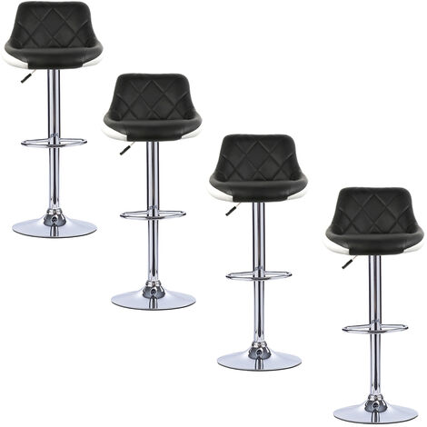 Hofuton Tabouret de Bar Lot de 4 avec Siège Bien Rembourré, en Cuir Artificiel Chaise de Bar Similicuir, Noir/Blanc
