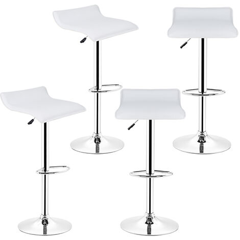 Hofuton Tabouret de bar (Lot de 4) rotatif à 360° similicuir réglage en hauteur 55-75cm blanc