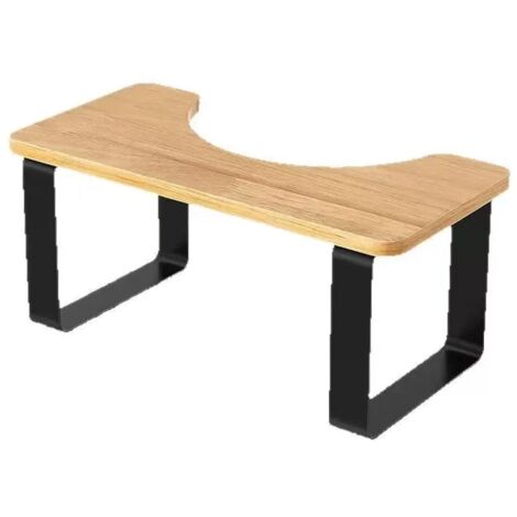 Hofuton Tabouret de Salle de Bain, en Métal et Bois, Défécation Optimale, H x L x P : 18 x 38,5 x 21 cm, Nature