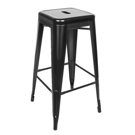 Hofuton Tabourets de Bar Empilables Métal 2 PCS Noir