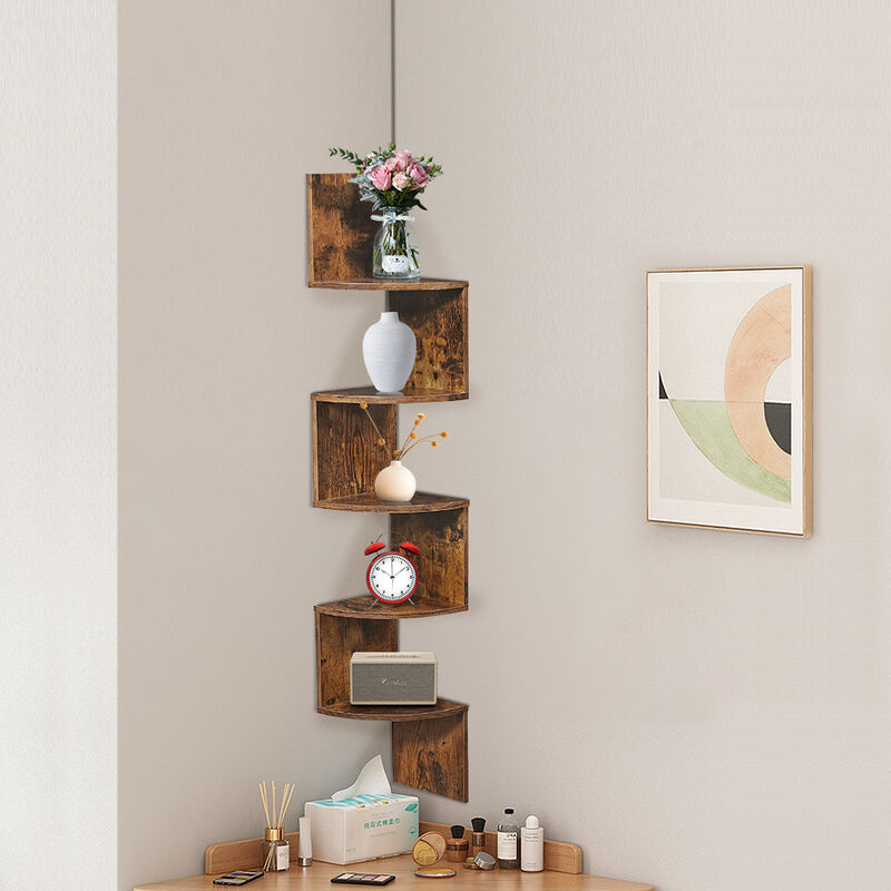 Wyctin - Hofuton Étagère d'angle, Bibliothèque d'angle Scandinave, Moderne et Minimaliste, avec 5 Tablettes Robustes et Résistantes, Rétro