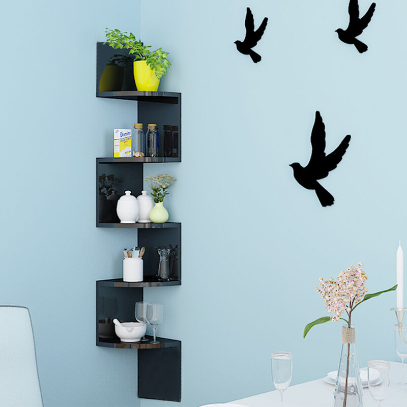 Wyctin - Hofuton Étagère d'angle, Bibliothèque d'angle Scandinave, Moderne et Minimaliste, avec 5 Tablettes Robustes et Résistantes, Noir