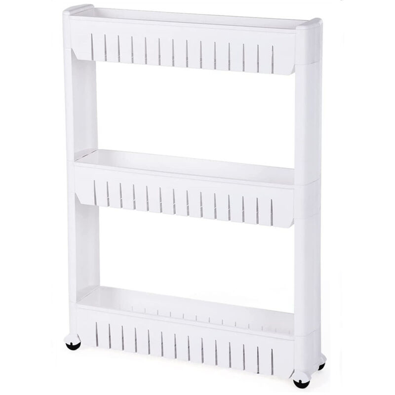 Wyctin - Hofuton Étagère de Rangement Fine à 3 Niveaux, Meuble de Cuisine, Meuble de Rangement à Roulettes, Étagère de Cuisine Roulante, Salle de