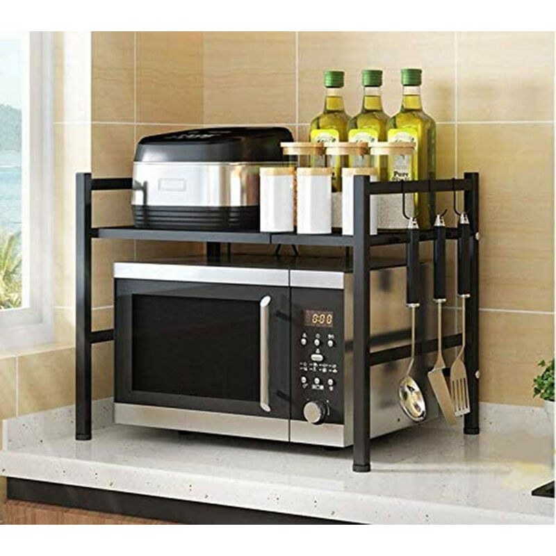 Hofuton Étagère Four à Micro-Ondes Extensible Etagère de Boulangerie Robuste en Acier au Carbone Support Grille à Micro-Ondes Organisateur de Cuisine