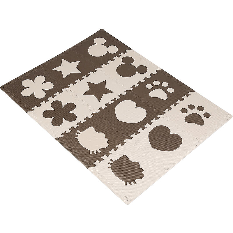 Hofuton Tapis de jeu puzzle 12 pièces pour enfants mousse EVA 30301cm marron beige