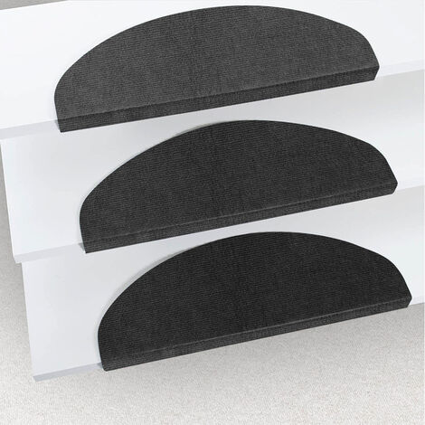 Hofuton Tapis d'escalier auto-adhésif 15 pcs 65 x 21 x 4 cm noir
