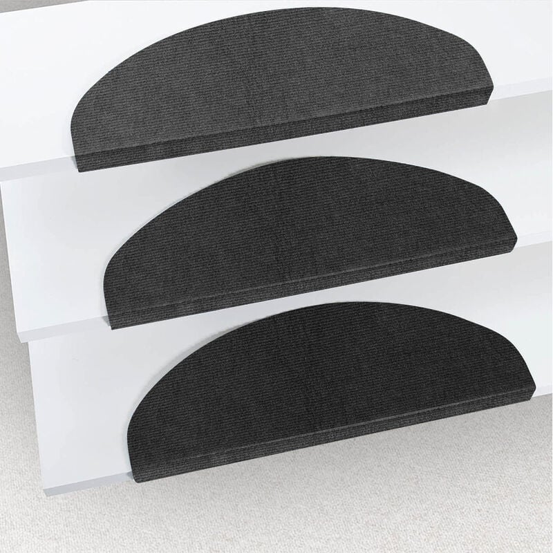 Hofuton Tapis d'escalier auto-adhésif 15 pcs 65 x 21 x 4 cm noir