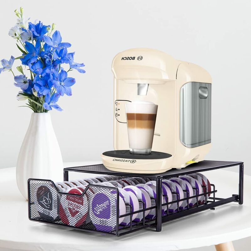 Hofuton Tiroir de Rangement 60 Pièces pour Dosettes, Distributeur Moderne Capsules de Café, Support pour Machine à Café Avec Organisateur de