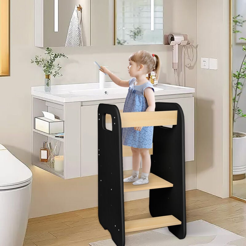 Wyctin - Hofuton Tour d'apprentissage pour Enfants - Montessori - Kitchen Helper - Noir