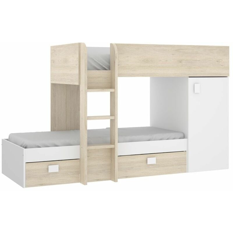 

Cama tren convertible en litera juvenil Move | Color: BLANCO - NATURAL - BLANCO - NATURAL