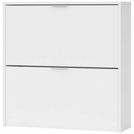 Hogar24 – Meuble à chaussures blanc 75x22x76 cm – Panneaux mélaminés E1 – Poignées en aluminium – Design moderne avec portes rabattables - 22x75x76h