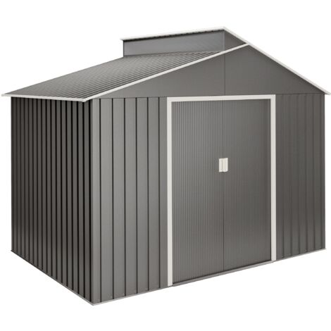 Hoggar – Abri de jardin métal 5,44m² – 282x193x222cm – Finition métallique premium – Lucarne polycarbonate pour lumière naturelle