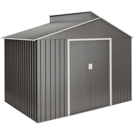 Hoggar - Abri de Jardin Métal 5,44m2 Latte - Couleur métallisée résistante - Avec Fenêtre - Porte coulissante double - Cabane extérieur - Cabanon rangement et stockage
