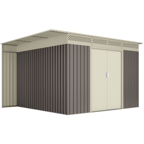 Hoggar – Abri de jardin métal 8.96 m2 – Panneaux d'acier galvanisé anti-corrosion – Dimensions 333x269x189cm – Garantie 10 ans