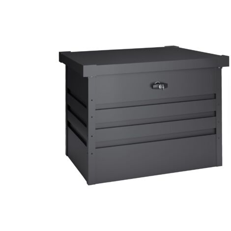 Hoggar - Coffre de Rangement Extérieur Métal 277 L - Epaisseur 0.40mm plus résistant - Couvercle à charnière - Ouverture facile grâce aux amortisseurs - Serrure de sécurité avec clé – Boite stockage