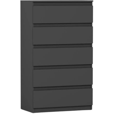 Hohe Flurkommode mit Schubladen, Anthrazit - 70 x 40 x 121 cm - Modern R5