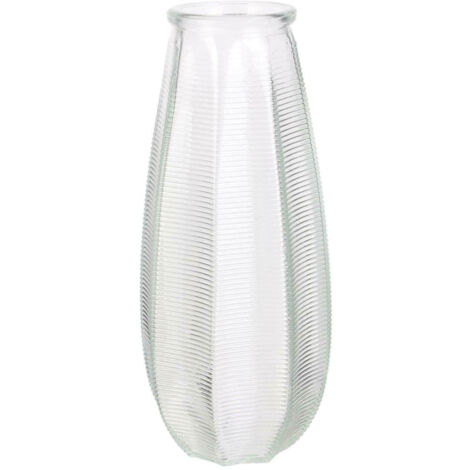 Hohe Glasvase mit Capella-Blumen, transparent