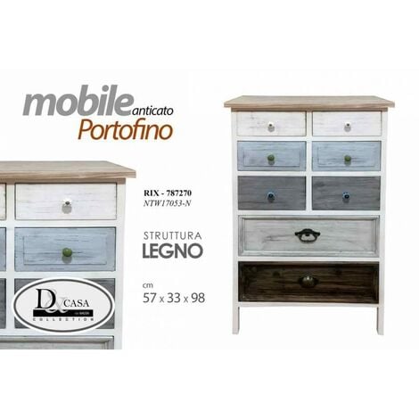 Hohe Kommode aus antikem Holz cm 57 x 33 x 98 h