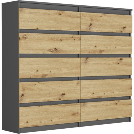 Hohe Kommode mit Schubladen Anthrazit Mix Artisan, 120 x 140 x 40 cm Modern R140S10