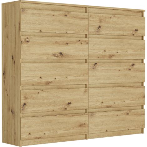 Hohe Kommode mit Schubladen Artisan, 120 x 140 x 40 cm Modern R140S10