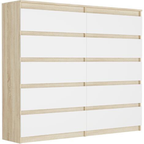 Hohe Kommode mit Schubladen Sonoma Mix Weiß, 120 x 140 x 40 cm Modern R140S10