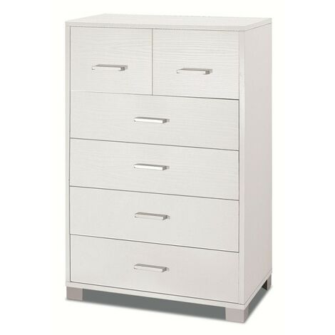 Hohe Kommode mit sechs Schubladen Bianco Cenere 70x41x H112 cm