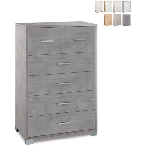 Hohe Kommode sechs Schubladen Beton Cemento 70x41x h112 cm