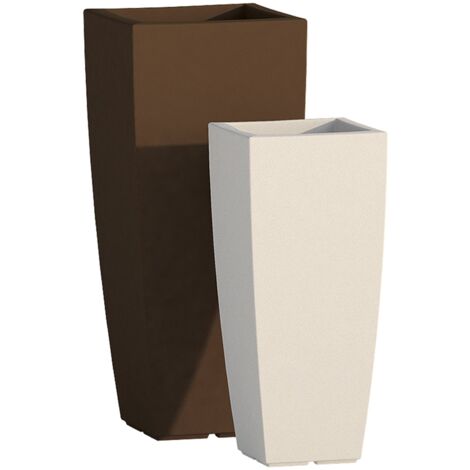 Hohe quadratische Vase Cromia Square aus harz 'Made in Italy -Elfenbein / 70 cm