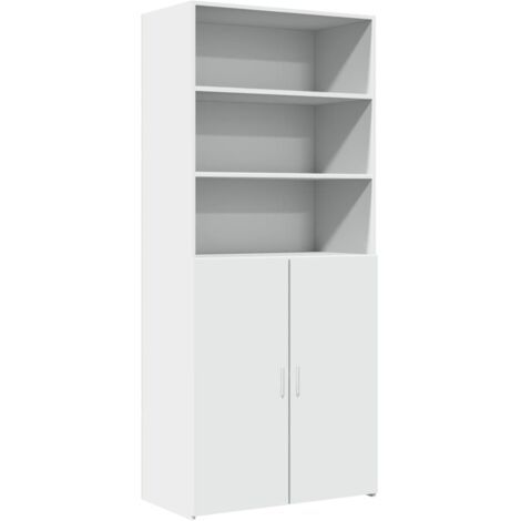Hoher Buffet weiß 80x42,5x185 cm aus Holzwerkstoff