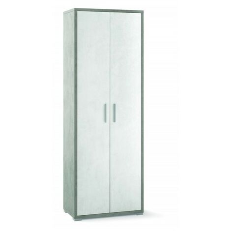 Hoher Mehrzweckschrank mit zwei Türen Weißer Zement 71x41x H199 cm