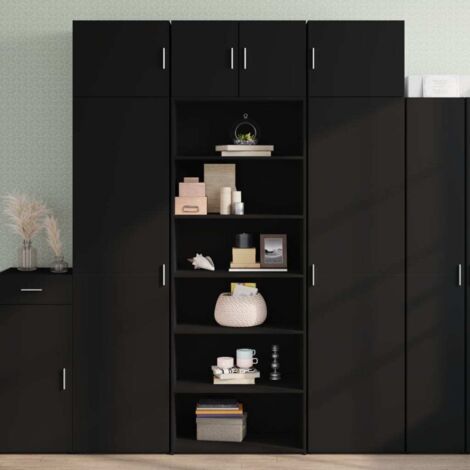 Hoher Schrank schwarz 70x41x185 cm aus Spanplatte