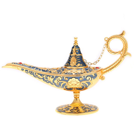 Hohle Aladdin-Lampe aus geschnitztem Metall – Zaubertopf, Genie-Blau, Inneneinrichtung