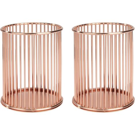 Hohlmetall-Stifthalter, roségold, 8 cm Durchmesser, 2er-Set, für Zuhause, Schule und Büro