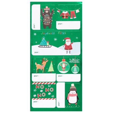 Hoja de etiquetas autoadhesivas decoradas 11x26,8cm surtidas - Feeric lights & christmas