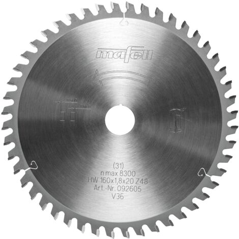 Hoja de sierra au carburo, 160 x 1,2/1,8 x 20 mm, Z48, FZFA, para aluminio/plástico 92605