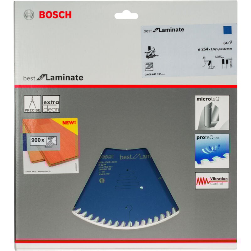 

BOSCH 2608642135 Hoja sierra circular Best for Laminate 254 x 30 x 2,5 mm 84