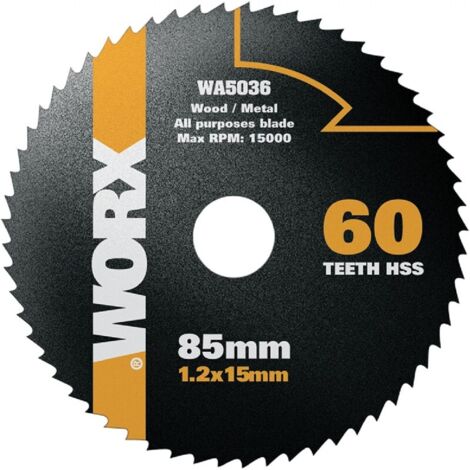 Hoja de sierra circular de diamante WA5036 de 85 mm para sierra compacta Worxsaw, para cortar baldosas cerámicas y mampostería (WX427 WX429) - Worx