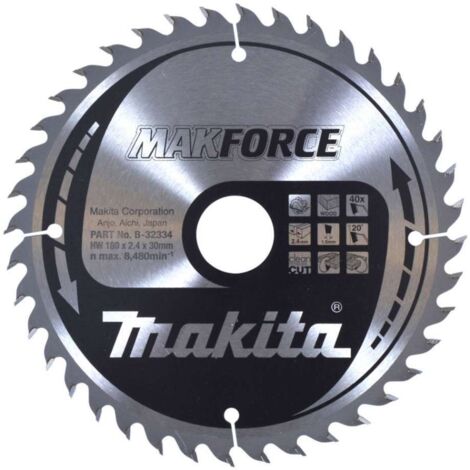 Hoja de sierra circular Makita, MAKFORCE 180 x 30 mm - 40 dientes