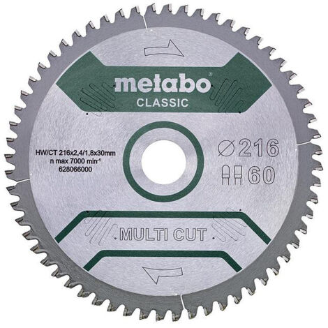 Hoja de sierra circular Metabo 216 mm 60 dientes plata