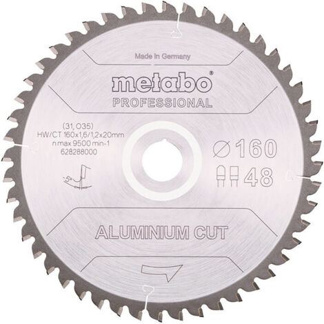 Hoja de sierra circular Metabo 628447000, disco de 25,4 cm para aluminio, corte preciso y limpio, ideal para trabajos industriales y profesionales, color metálico