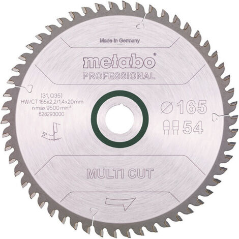 Hoja de sierra circular multi cut professional D165x2,2/1,4xB20mm Z.54 FZ/TZ 5 grados neg